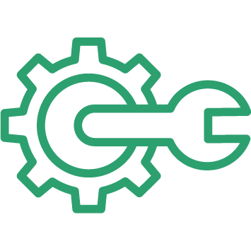 ícone de chave e roda dentada