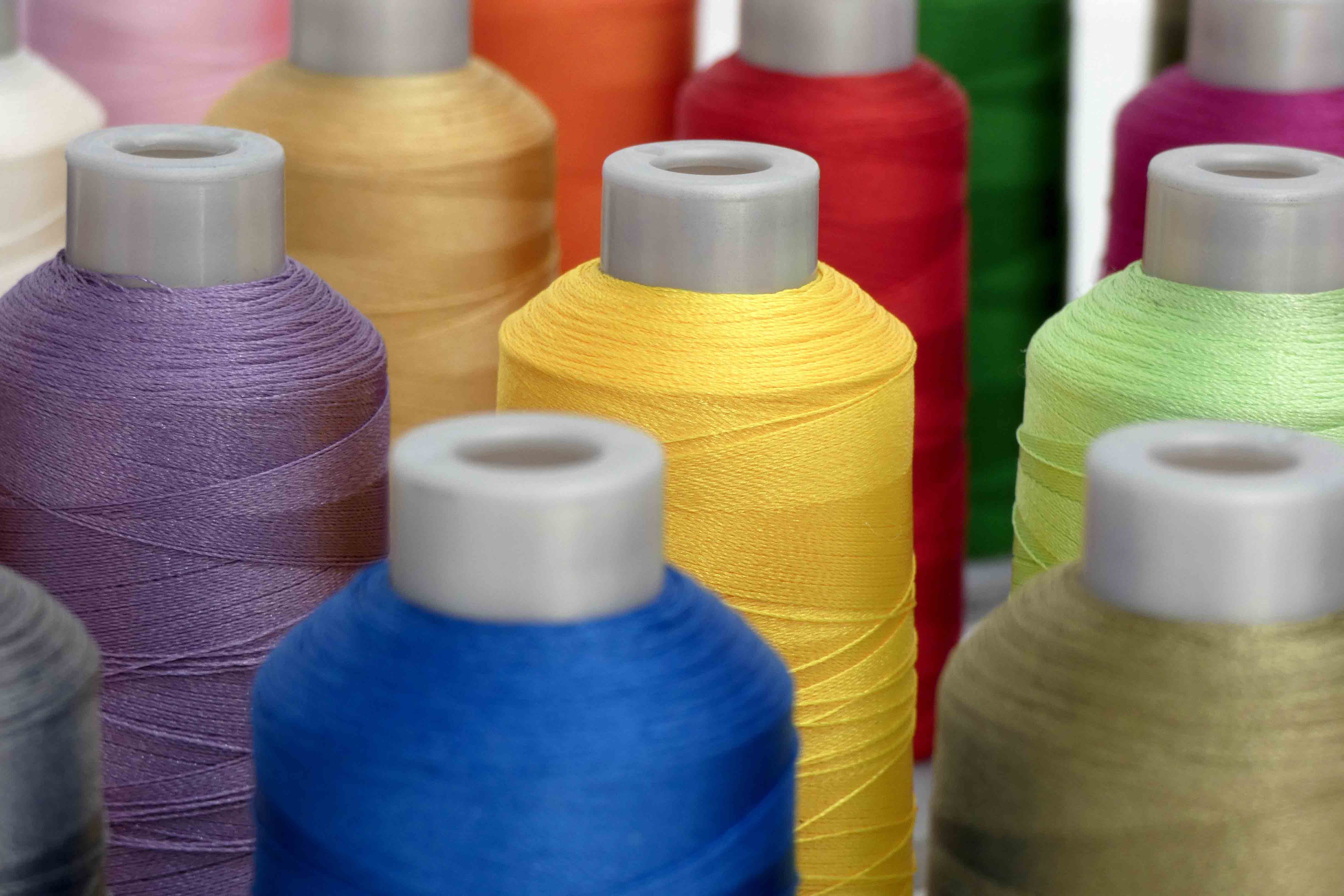 spools of thread of various colors